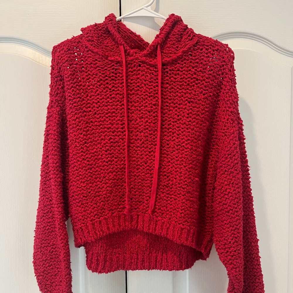 Anthropologie Pilcro Red Knitted Hoodie Size S